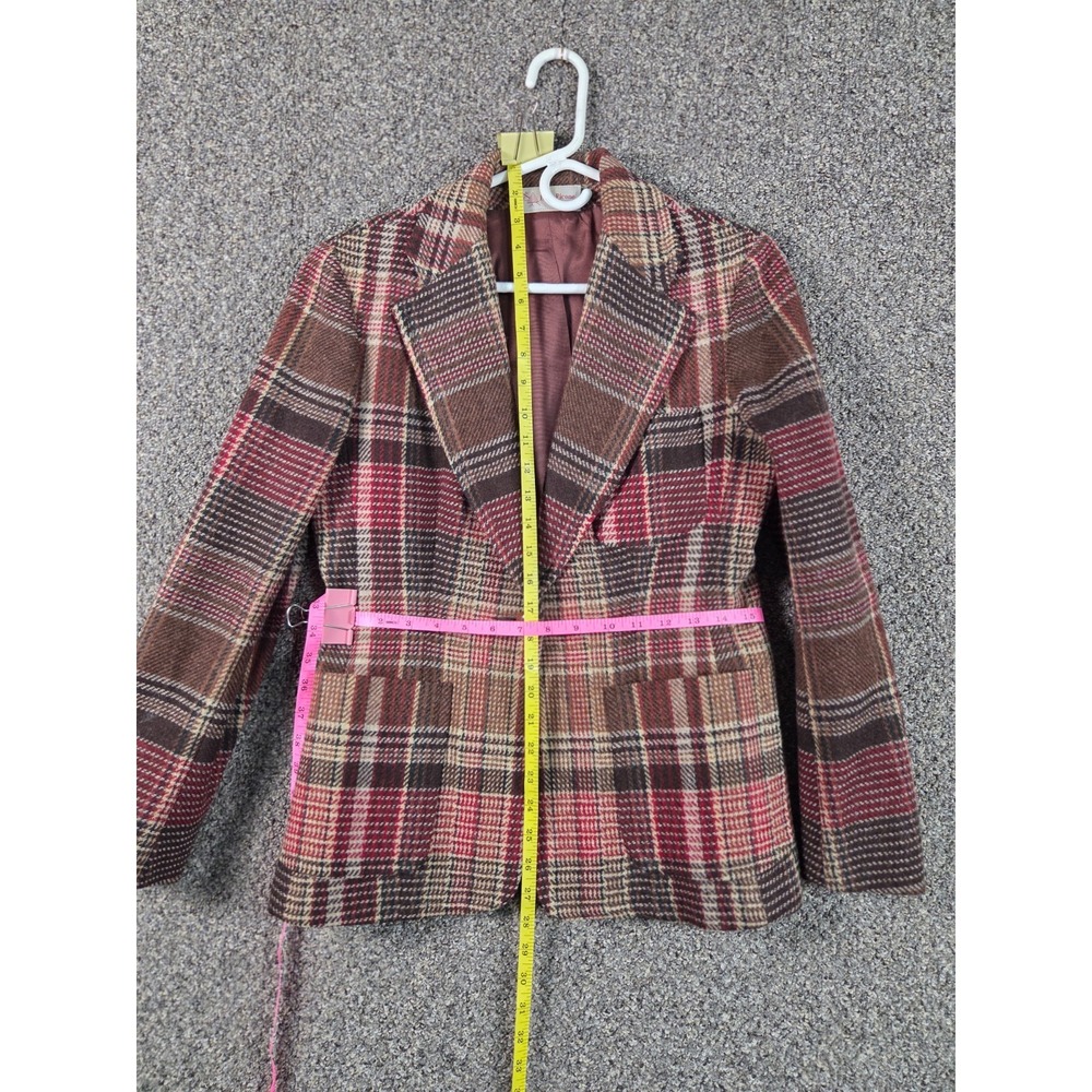 Vintage Evan‎ Picone Wool Skirt Suit Set Plaid Blazer Camel Skirt Womens Classic - Picture 12 of 16